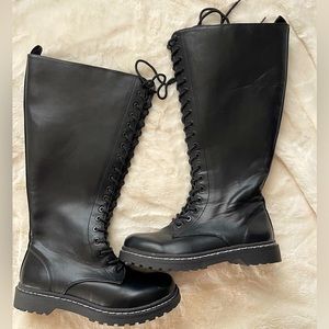 Wide calf combat boots